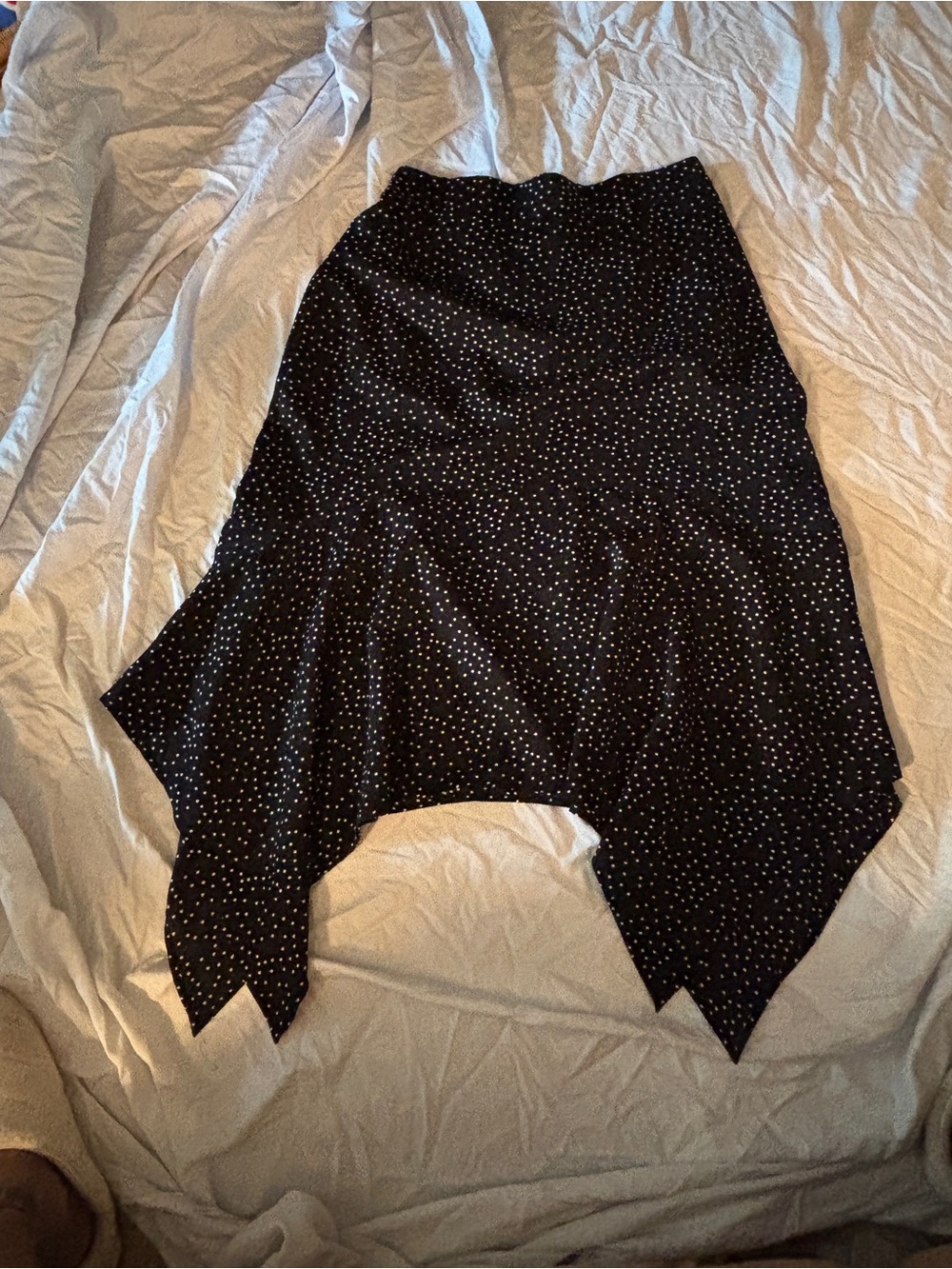 Asymmetrical Black Polka Dot Handkerchief Hem Skirt